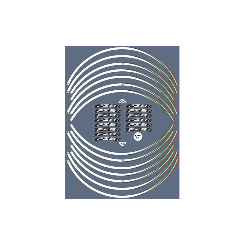 KIT BORDES ADHESIVOS PARA LLANTAS YAMAHA FZ8 17 "BANDERA ITALIANA BLANCA