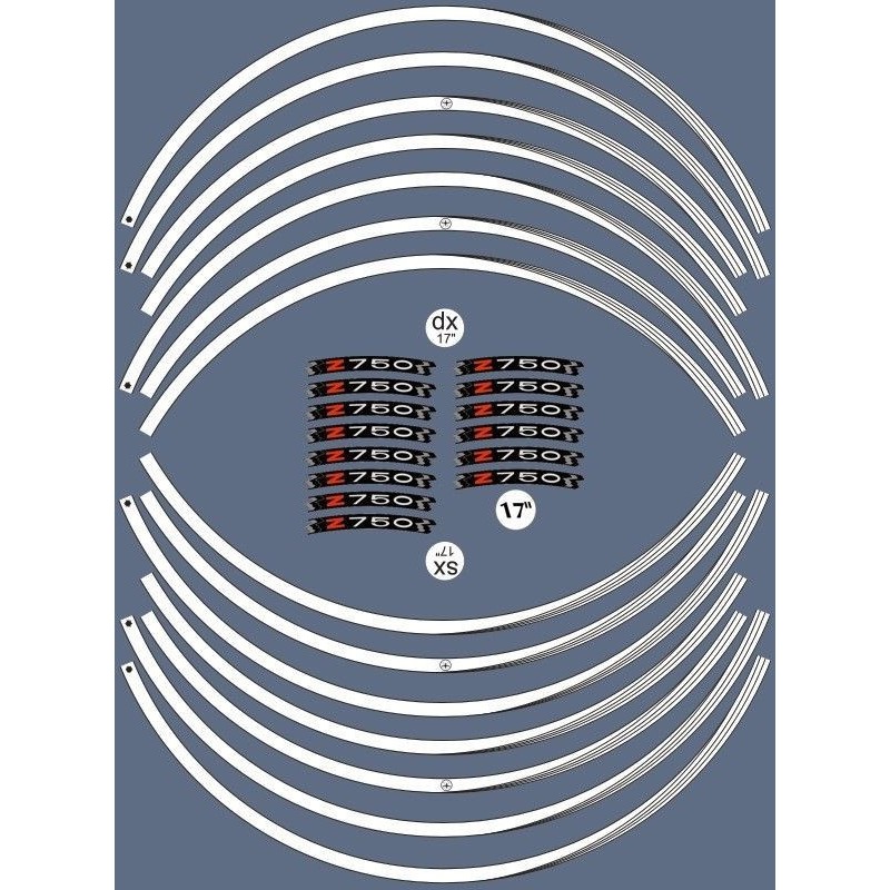 KIT BORDI ADESIVI PER CERCHI RUOTA KAWASAKI Z 750 17" BIANCO