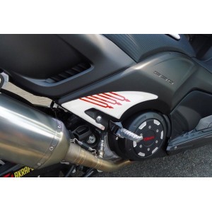3D STICKERS PASSAGIER FUSSPEG SCHUTZ YAMAHA T-MAX 530 2012-2016 WEISS/ROT