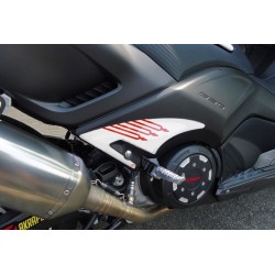 ADESIVI 3D PROTEZIONI ZONA PEDANA PASSEGGERO YAMAHA T-MAX 530 2012-2016 NERO/ROSSO