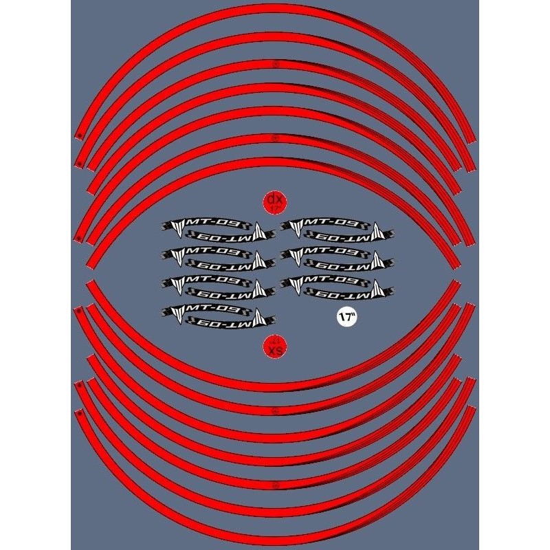KIT BORDES ADHESIVOS PARA LLANTAS YAMAHA MT-09 17 "ROJO
