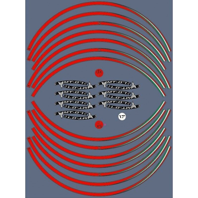 KIT ADHESIVE EDGES FÜR RADFELGEN YAMAHA MT-07 17 "RED ITALIAN FLAG