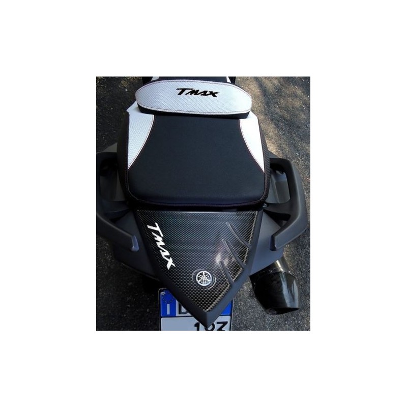 ADESIVO 3D PROTEZIONE CODINO YAMAHA T-MAX 530 2012-2016 CARBON LOGO BIANCO