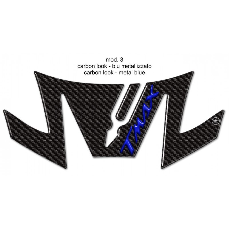 ADESIVO 3D PROTEZIONE CODINO YAMAHA T-MAX 530 2017-2019 CARBON LOGO BLU