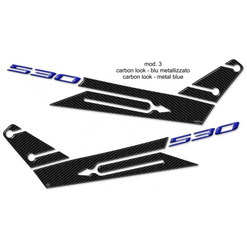 3D STICKER TUNNEL BOOMERANG SEITENSCHUTZ YAMAHA T-MAX 530 2017-2019 CARBON BLUE