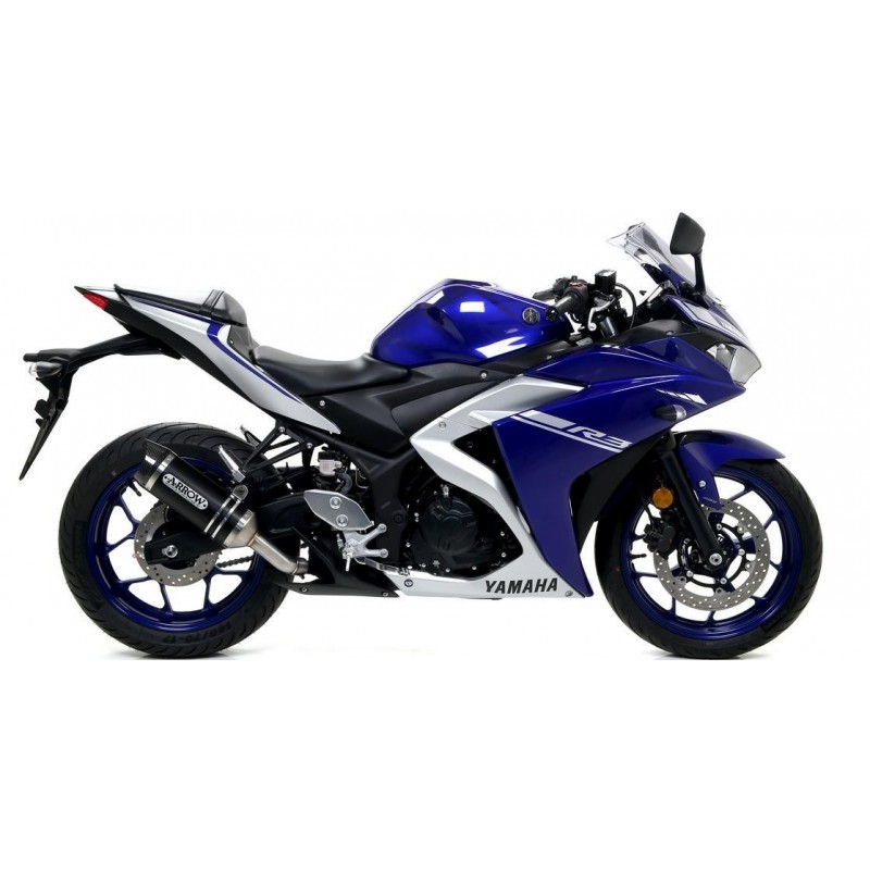 ARROW THUNDER EXHAUST YAMAHA YZF-R3 2015-2016, DARK ALUMINUM/CARBON, APPROVED