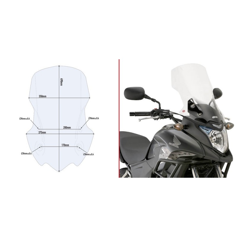 CUPOLINO GIVI TOURING HONDA CB 500 X 2013-2018, TRASPARENTE