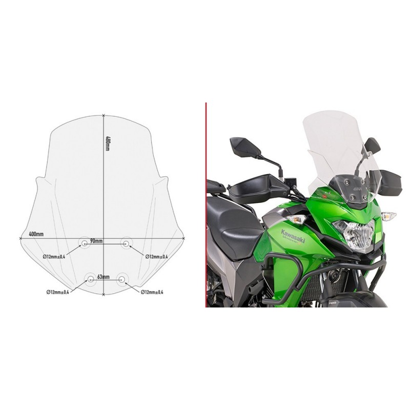 WINDSHIELD GIVI KAWASAKI VERSYS-X 300 2017-2020, TRANSPARENT