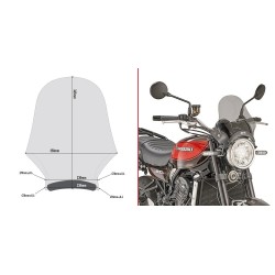 GIVI WINDSCREEN KAWASAKI Z 900 RS 2018-2020, RAUCHEN, MIT MONTAGESATZ