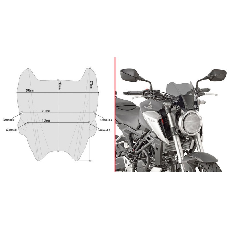 GIVI WINDSCREEN HONDA CB 125 R 2018-2020, RAUCHEN