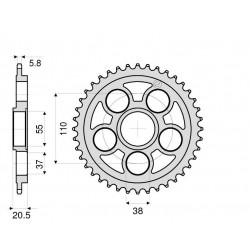 CORONA DE ACERO PARA CADENA 520 DUCATI HYPERMOTARD 950 SP 2019-2020