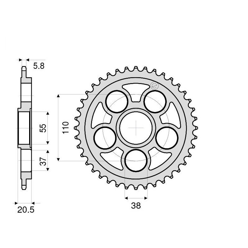 CORONA DE ACERO PARA CADENA 520 DUCATI HYPERMOTARD 950 SP 2019-2020