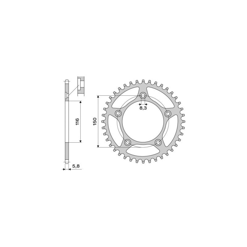 ALUMINIUM-KETTENRAD FÜR KETTE 520 APRILIA RS 250