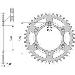 CORONA DE ACERO PARA CADENA 520 KTM DUKE 690 2008-2019, SMC 690 2008-2014, SUPERMOTO 690 2007-2010