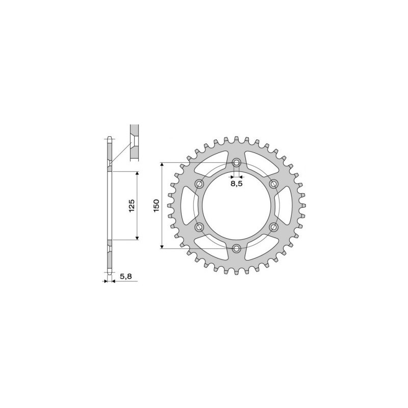 CORONA DE ACERO PARA CADENA 520 KTM DUKE 690 2008-2019, SMC 690 2008-2014, SUPERMOTO 690 2007-2010