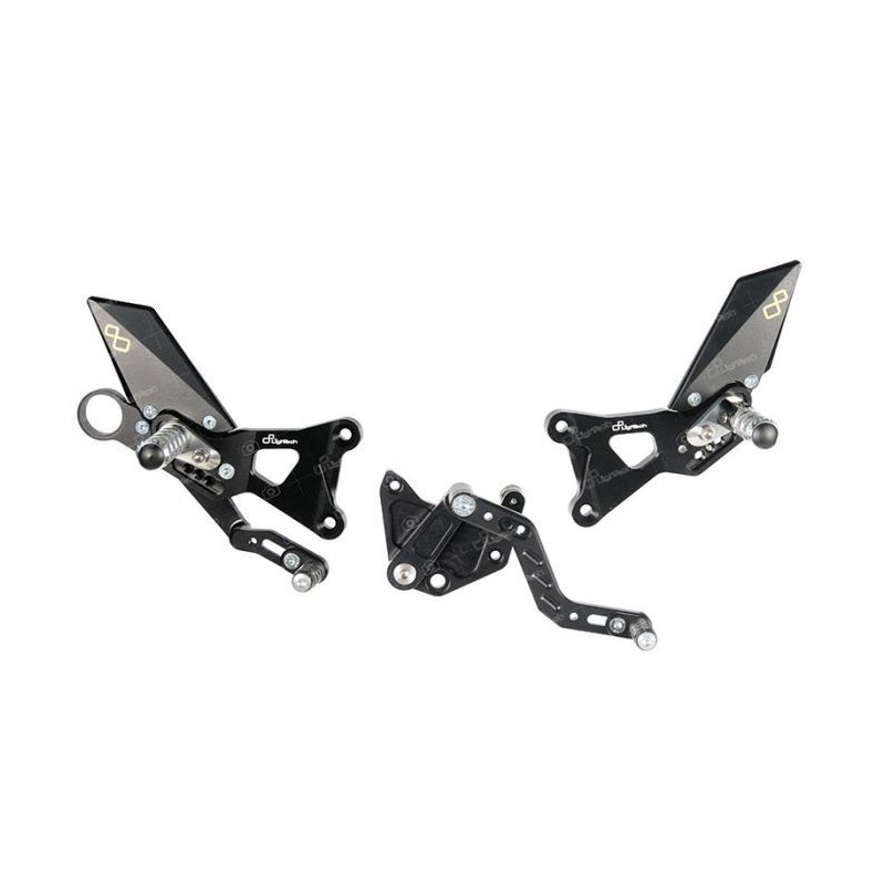 LIGHTECH ADJUSTABLE REAR SETS WITH ARTICULATED FOOTREST BMW HP4 2013-2014 (REVERSE SHIFTING)