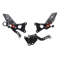 LIGHTECH R-VERSION ADJUSTABLE REAR SETS WITH ARTICULATED FOOTREST BMW S 1000 RR 2009-2014 (REVERSE SHIFTING)