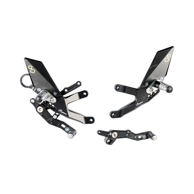 LIGHTECH ADJUSTABLE REAR SETS WITH ARTICULATED FOOTREST BMW S 1000 R 2017-2020 (STANDARD AND REVERSE SHIFTING)