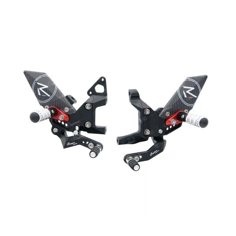 PEDANE ARRETRATE REGOLABILI LIGHTECH R-VERSION CON POGGIAPIEDI SNODATI DUCATI 899 PANIGALE 2013-2015 (CAMBIO ROVESCIATO)