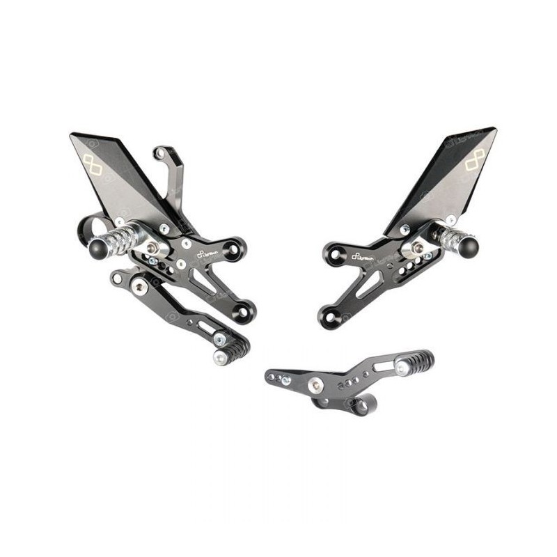 PEDANE ARRETRATE REGOLABILI LIGHTECH CON POGGIAPIEDI FISSI HONDA CBR 1000 RR 2008-2019 (STANDARD/ROVESCIATO)