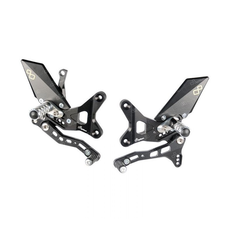 PEDANE ARRETRATE REGOLABILI LIGHTECH CON POGGIAPIEDI FISSI KAWASAKI ZX-10R 2011-2015 (STANDARD/ROVESCIATO)