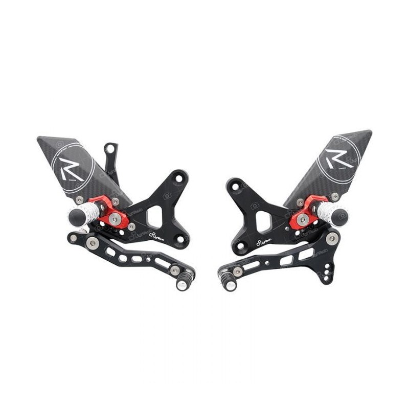 PEDANE ARRETRATE REGOLABILI LIGHTECH R-VERSION CON POGGIAPIEDI SNODATI KAWASAKI ZX-10R 2011-2015 (STANDARD/ROVESCIATO)