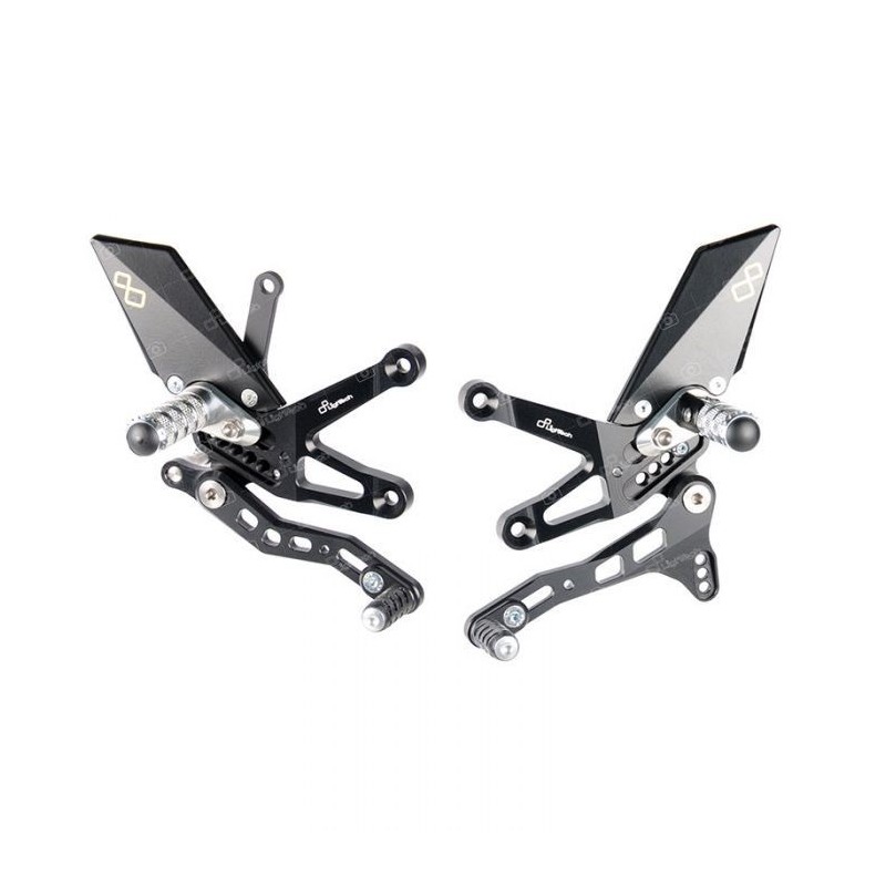 LIGHTECH ADJUSTABLE REAR SETS WITH FIXED FOOTRESTS KAWASAKI ZX-10R 2016-2020 (STANDARD SHIFTING)