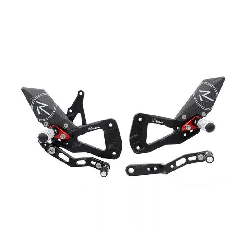 PEDANE ARRETRATE REGOLABILI LIGHTECH R-VERSION CON POGGIAPIEDI SNODATI SUZUKI GSX-R 1000 2017-2020 (STANDARD/ROVESCIATO)