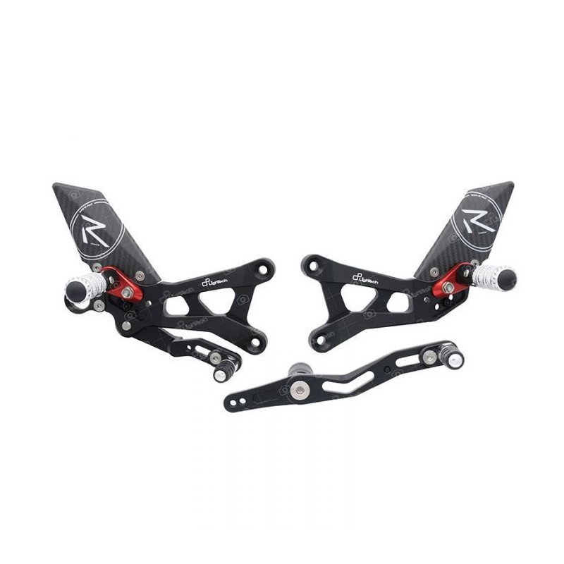 PEDANE ARRETRATE REGOLABILI LIGHTECH R-VERSION CON POGGIAPIEDI SNODATI YAMAHA R6 2008-2016 (STANDARD/ROVESCIATO)