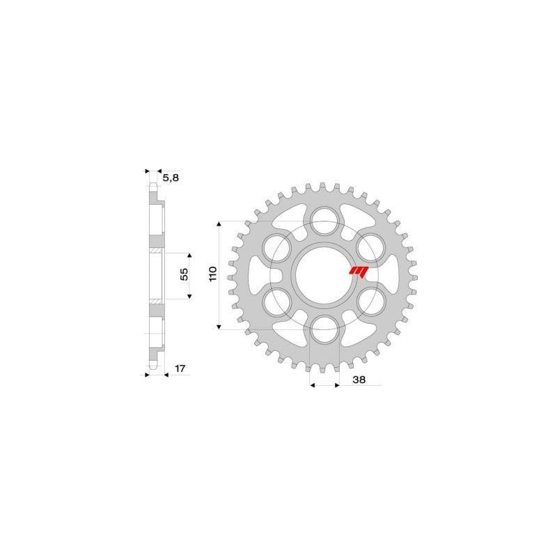 CORONA IN ACCIAIO PER CATENA 525 DUCATI STREETFIGHTER 1098/S 2009-2013