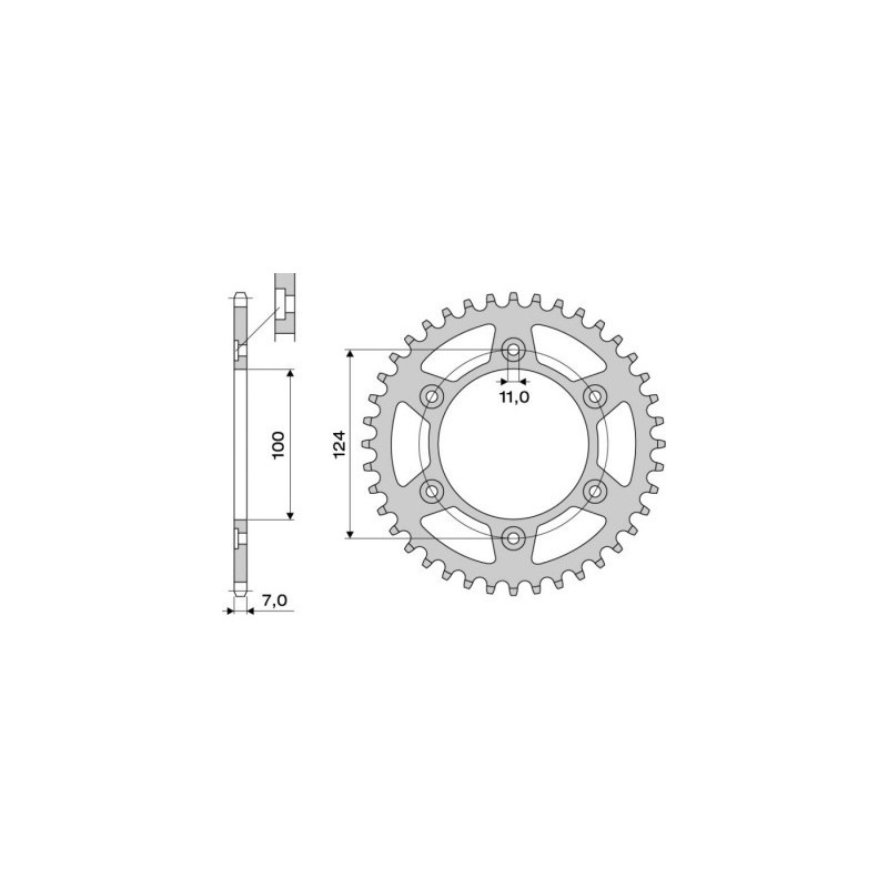 CORONA DE ACERO PARA CADENA 525 DUCATI MONSTER S4 2001-2004, MONSTER 1000 2003-2005