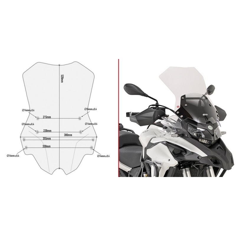 PARABRISAS GIVI BENELLI TRK 502 X 2018-2020, TRANSPARENTE