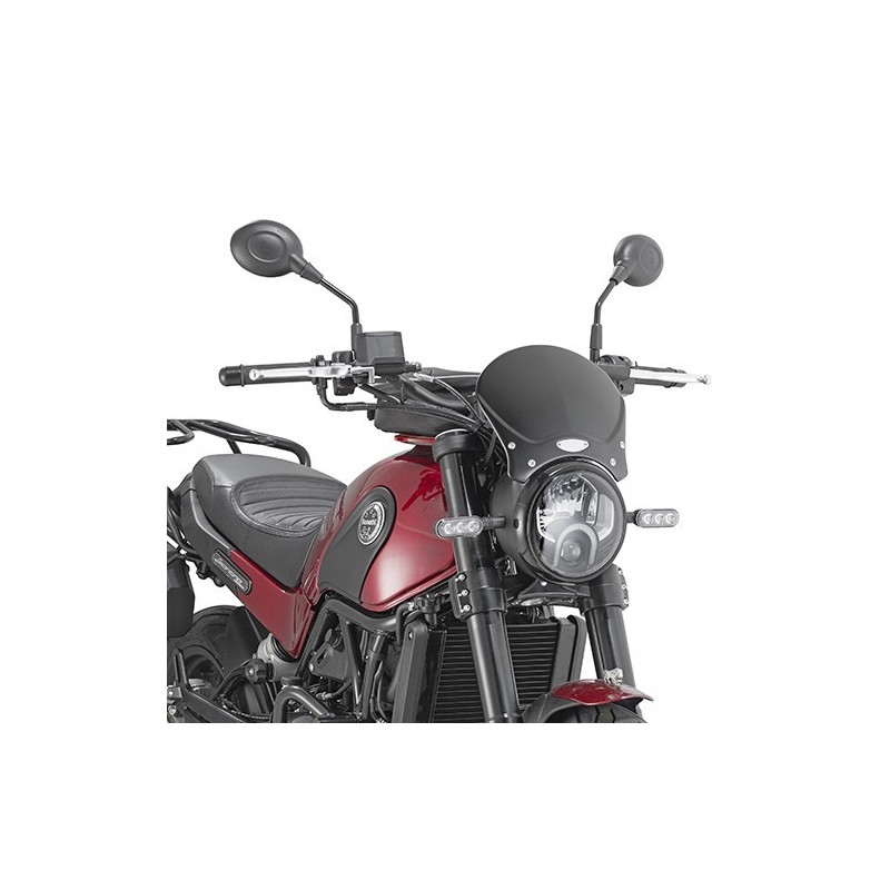 GIVI CAFE RACE ALUMINIUM WINDSCHUTZSCHEIBE BENELLI LEONCINO 500 2018-2020, SCHWARZ, MIT MONTAGESATZ