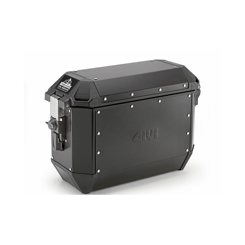 PAIR OF GIVI TREKKER ALASKA MONOKEY SIDE CASES 36, 46 LITERS, IN BLACK ALUMINUM