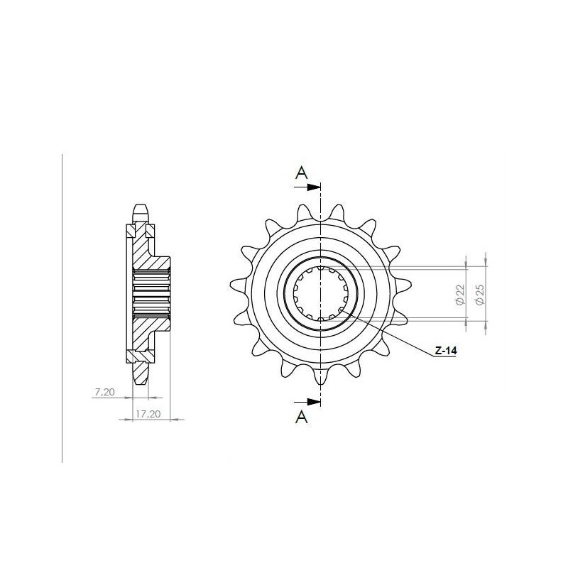 PIÑON DE ACERO PARA CADENA 525 DUCATI MULTISTRADA 950 S 2019-2020