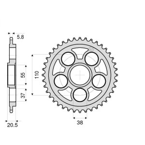 STAHL-KETTENRAD FÜR KETTE 520 DUCATI HYPERMOTARD 950 2019-2020
