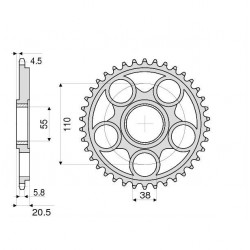 CORONA DE ALUMINIO PARA CADENA 520 DUCATI HYPERMOTARD 950 2019-2020