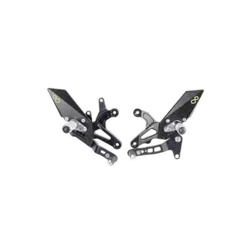 JUEGOS TRASEROS REGULABLES LIGHTECH CON REPOSAPIES FIJOS KAWASAKI ZX-6RR 2005-2006 (CAJA DE CAMBIOS ESTÁNDAR)