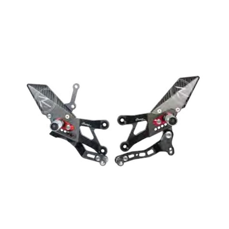 JUEGOS TRASEROS REGULABLES LIGHTECH R-VERSION CON REPOSAPIÉS ARTICULADOS YAMAHA YZF-R3 2015-2020 (CAJA DE CAMBIOS ESTÁNDAR)