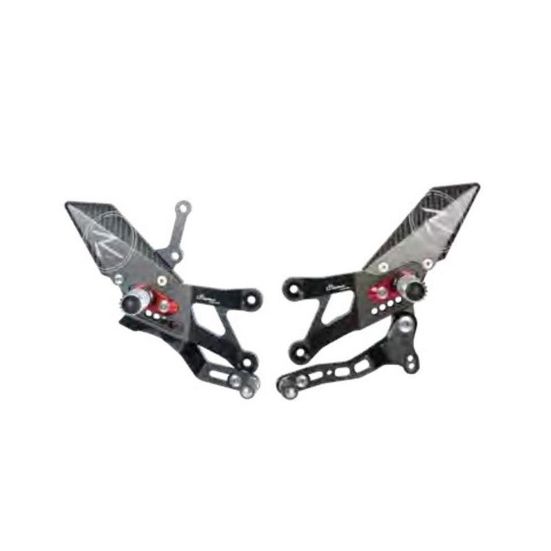 JUEGOS TRASEROS REGULABLES LIGHTECH R-VERSION CON ESTRIBERAS ARTICULADOS YAMAHA YZF-R3 2015-2020 (INVERTIDA)