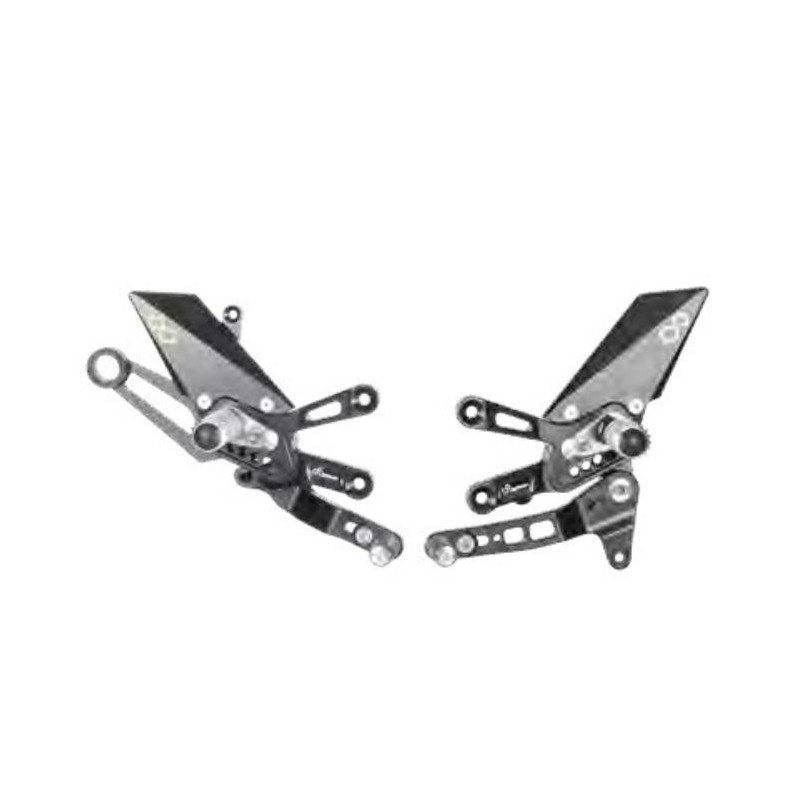 PEDANE ARRETRATE REGOLABILI LIGHTECH CON POGGIAPIEDI FISSI APRILIA TUONO V4 1100 FACTORY 2018-2020* (CAMBIO ROVESCIATO)