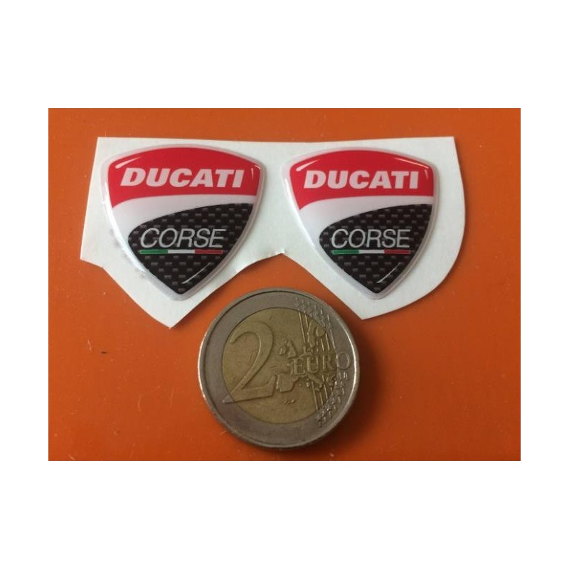 PAIR OF DUCATI 3D EMBLEM STICKERS 30 MM