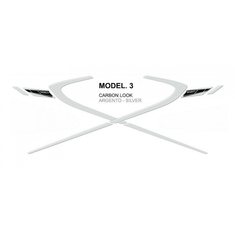 3D STICKERS CORNER PROTECTION TAIL TAIL YAMAHA T-MAX 560 2020-2021, SILVER CARBON