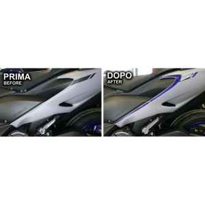 ADESIVI 3D PROTEZIONE SPIGOLI CODONE YAMAHA T-MAX 560 2020-2021, CARBONIO/BLU METAL