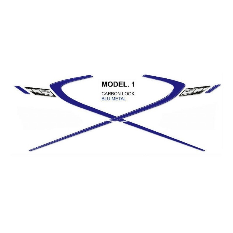 3D STICKERS ECKENSCHUTZ SCHWANZ SCHWANZ YAMAHA T-MAX 560 2020-2021 FARBKARBON BLAU METALL