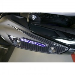 ADESIVO 3D PROTEZIONE PARACALORE SCARICO ORIGINALE YAMAHA T-MAX 560 2020-2021, CARBONIO/BLU METAL