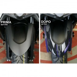 PEGATINA 3D PROTECCIÓN GUARDABARROS DELANTERO YAMAHA T-MAX 560 2020-2021, CARBON AZUL METAL