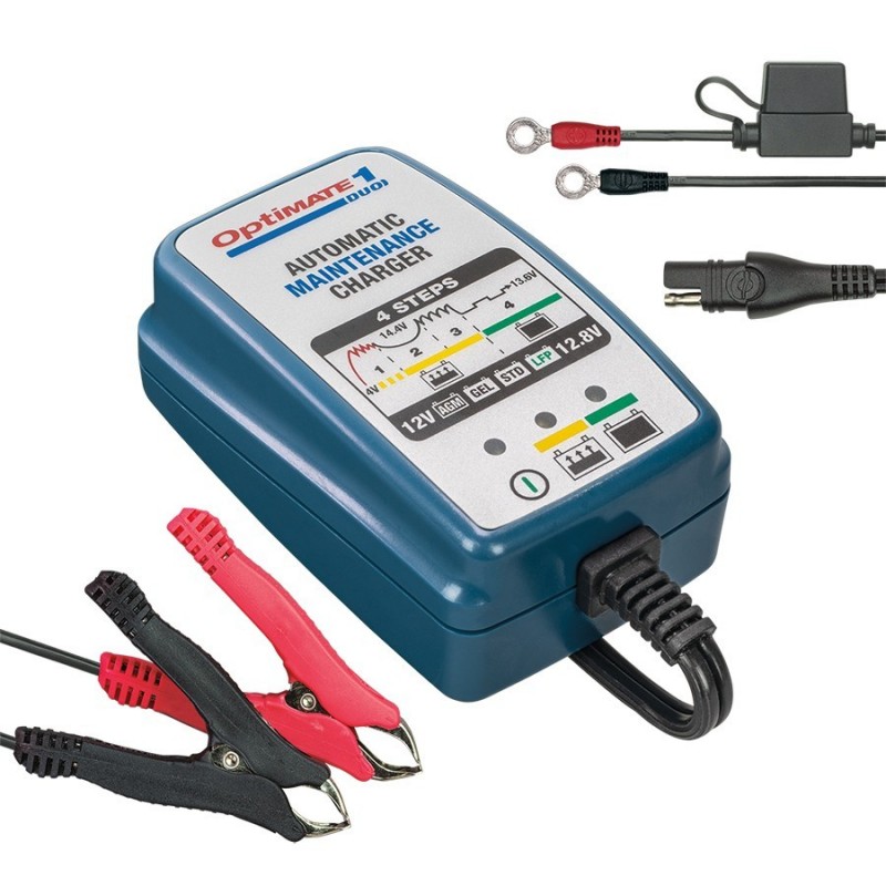 OPTIMATE 1 DUO CHARGER WITH HOLDING FUNCTION FOR LITHIUM AND LEAD BATTERIES