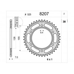 CORONA DE ACERO PARA CADENA 525 KTM 1290 SUPER DUKE R 2014-2019