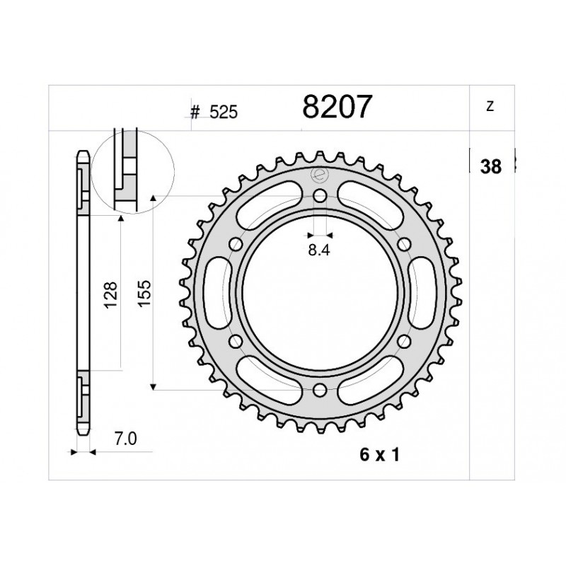 CORONA DE ACERO PARA CADENA 525 KTM 1290 SUPER DUKE R 2020